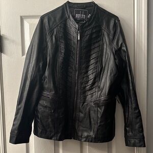 Mark Nason Black Leather Jacket with Textured Design